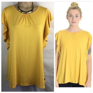 Matilda Jane Mustard Yellow Bocce Ball Top Medium